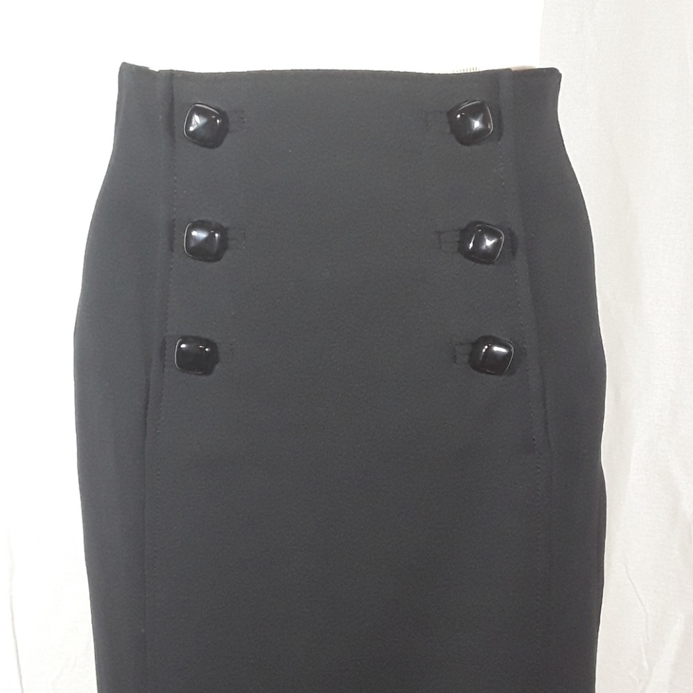 Banana Republic black wool skirt w/front buttons - Picture 2 of 6